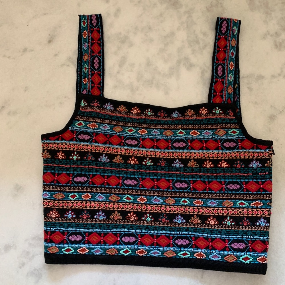 Zara knit beaded cropped tank